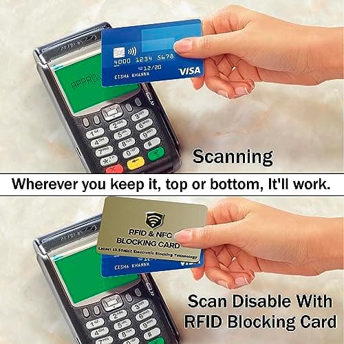 SAITECH IT RFID Blocking Card, 10 Pack Premium Contactless NFC Debit Credit Card Passport Shield Protector Blocker Set for Men & Women, Smart Slim Design Perfectly for Wallet/Purse - Golden — view 6