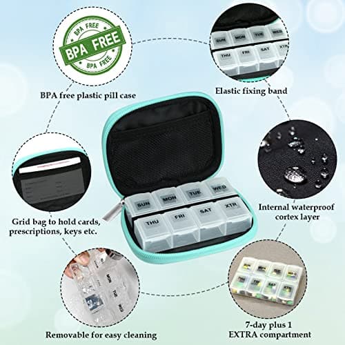 Serfeymi Weekly Pill Box Organiser Travel Tablet Medicine Organiser 7 Day — view 4