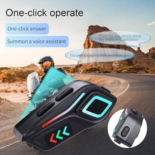 Denash 5.4 Motorcycle Helmet Speaker, Graphene Diaphragm Noise Canceling Music Control IPX8 Water Proof, Flashlight Feature for Easy Nighttime Travel — view 3