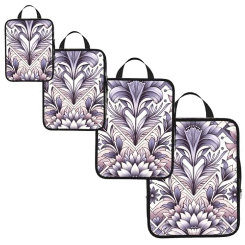 Vortithora 4 Set Lavender-Geometric-Pattern Compression Packing Cubes — view 2