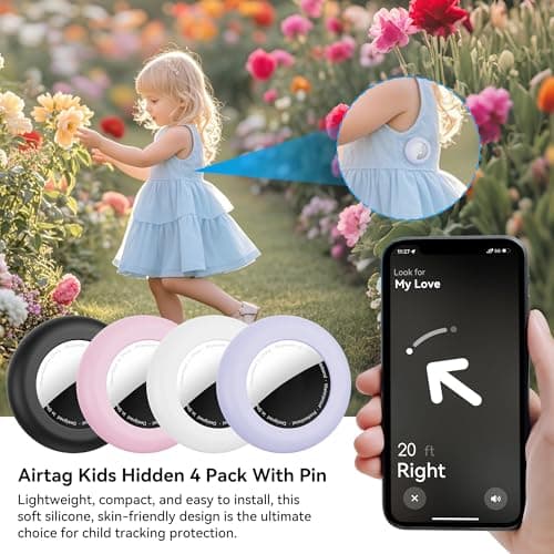4pack for Apple Airtag Holder Kids, Waterproof Air tag Holder for Kid,Silicone airtag children with Safety Pins for Kids,Elderly,Luggage,Clothing — view 2