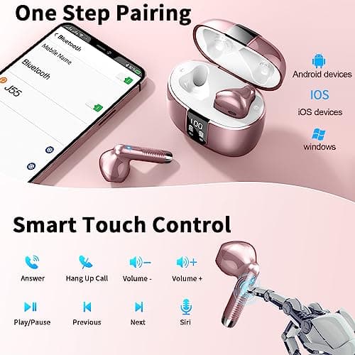Drsaec Wireless Earbuds, 2026 Wireless Headphones with 4 ENC Mic Rose Gold — view 6