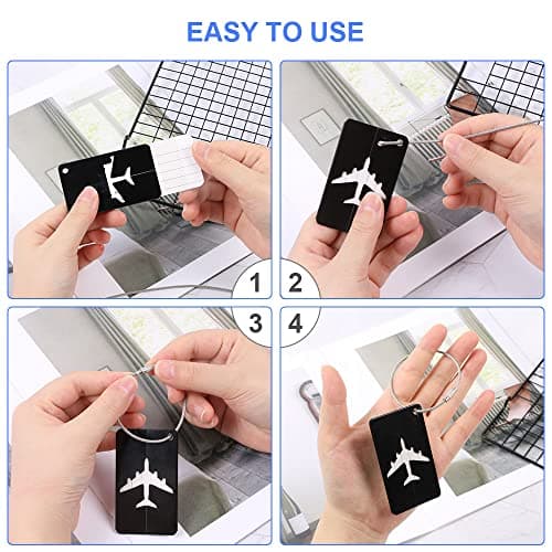 Vicloon Luggage Tag, 6Pcs Luggage Labels Travel Suitcases Aluminium Tags, Aluminum Luggage Tag with Name ID Card for Luggage Baggage Identity ID Labels — view 4