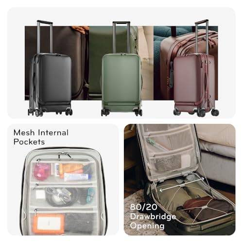 Peak Design Roller Pro Carry-On, Sage, Expandable Small Suitcase with Wheels, Carbon Fiber Handle, Drawbridge Opening, Hybrid Soft/Hard Shell, Custom Hardware, Fits XL Camera Cube or Packing Cubes — view 3