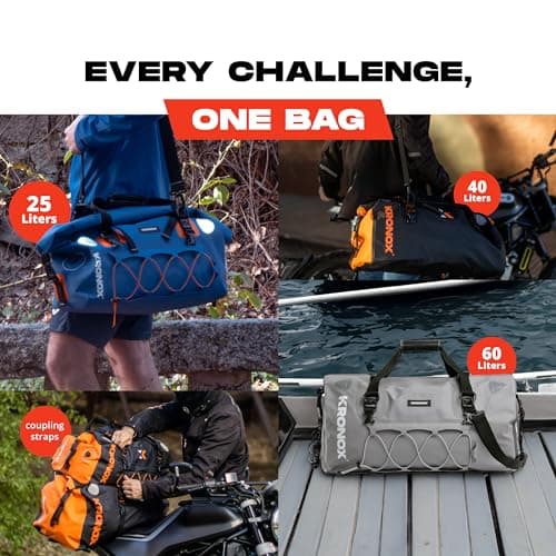 KRONOX Motorcycle Duffel Bag Waterproof, 25L Blue – Durable Motorcycle Luggage & Saddle Bags. Back Seat Dry Bag for Travel, Commute & Dirt Bike Gear — view 2