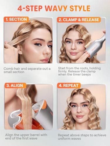 SHEGLAM Beach Babe Wave Iron for Hair 2 Barrel Crepe Iron 25mm/1inch with Smart Timer, Adjustable Temperature, Dual Voltage, Anti-Scald – Curling Rod for Beach Waves & Mermaid Hair — view 2