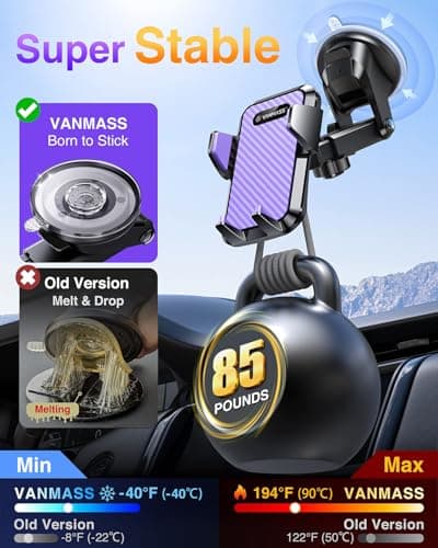 VANMASS Top Car Phone Holder 2026 [85+ lbs Strongest Suction & True Military-Grade] Rotatable Mobile Phone Mount Universal Dashboard Windscreen Vent Desk Automobile for iPhone 17-Pro Max 16 15 Samsung — view 2
