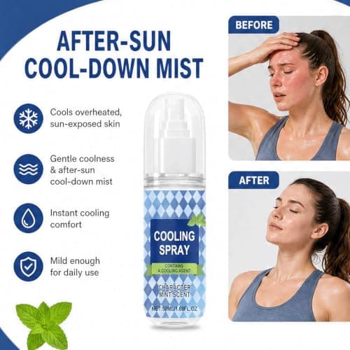 Character mint scent Instant Cooling Water Mist Spray, Long-Lasting Refreshing Cool Down Spray, Rapid Heat Comforting Sprays| Non-Sticky Hydrating Water Sprays, Instant Ice-Cool Sensation Mist (1PCS) — view 2
