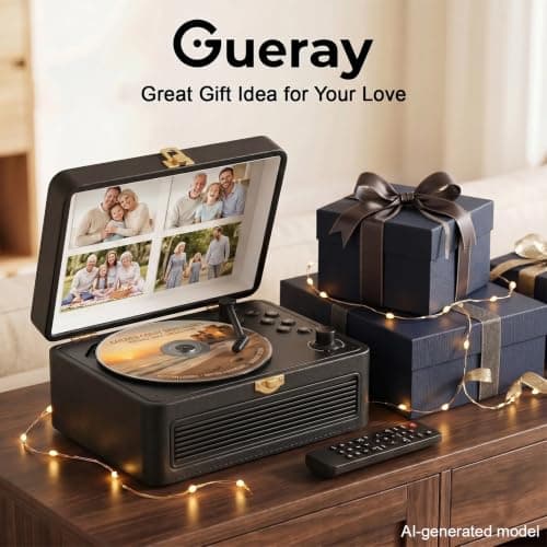 Gueray Portable Leather CD Player Bluetooth with Speakers 3600mAh Battery — view 6