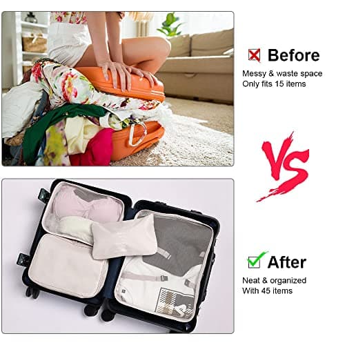 OSDUE Packing Cubes for Suitcases, 9PCS Travel Luggage Packing Organizers Waterproof Travel Essentials Bag Accessories Clothes Shoes Cosmetics Toiletries Storage Bags(Beige) — view 5
