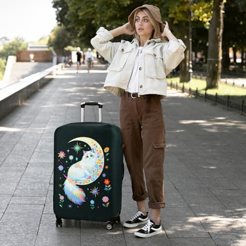 SICANAUO Luggage Covers, Elastic Travel Suitcase Protector, Personalised Suitcase Cover, Anti-Scratch Luggage Storage Covers, Travel Trolley Case Protector (Style 9, S (19-21 inch suitcase)) — view 6