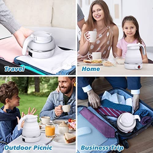 YudouTech Foldable Electric Kettle, Camping Kettle, Mini Travel Silicone Electric Water Boiler, Tea Coffee Maker, Portable Coffee Kettle with Separable Power Cord for Outdoor Hiking Camping — view 6