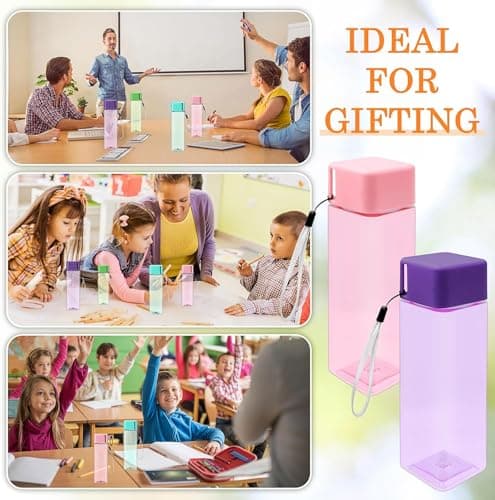 20 Pack 450ml Square Plastic Water Bottles, Multicolour Drinks Bottles — view 3