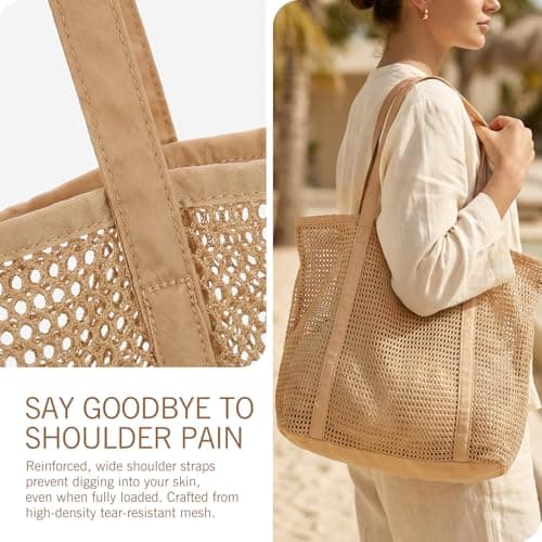 Naler Mesh Beach Bag for Women - 30L Large Beach Tote — view 6