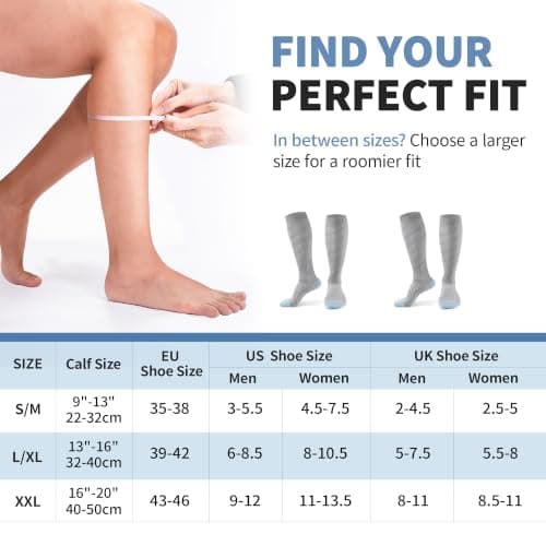 CAMBIVO Compression Socks for Women & Men, 15-20mmHg Flight Socks, 2 Pairs — view 5