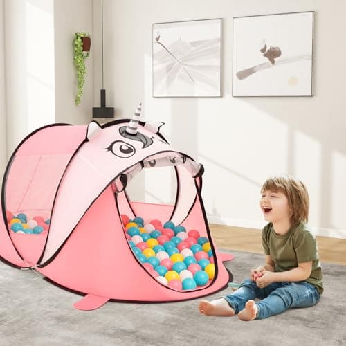 Trintion Pop-Up Play Tent 180x96x81 cm – Indoor & Beach Children's Tent with UV Protection & Waterproof Material – Foldable Baby Beach Tent with Carrying Bag – Playhouse Gift for Christmas (Pink) — view 3