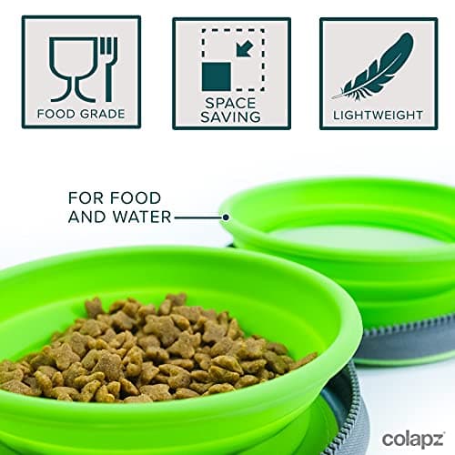 Colapz Collapsible Dog Bowls with Travel Case – Foldable Silicone Pet Feeding & Water Bowls for Travel, Camping & Hiking – Green — view 2