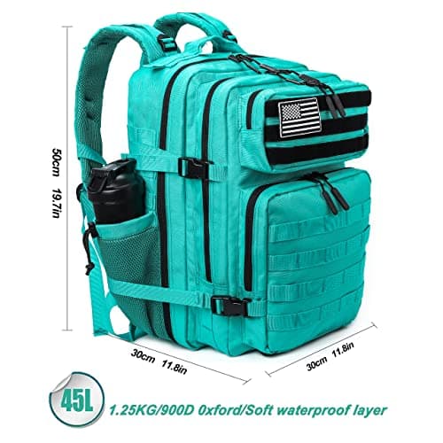 LHI Military Tactical Backpack for Men and Women 45L Large waterproof Rucksack for School, Hiking, Trekking, Hunting(lake blue) — view 2