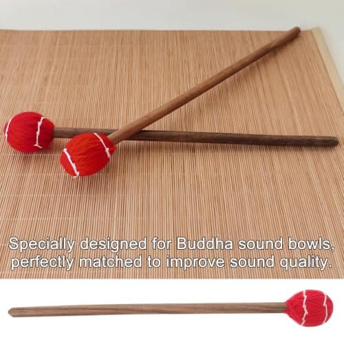 ULDIGI Singing Bowl Mallet Plays Peaceful Tones Wool Yarn Head Lightweight Wooden Sound Bowl Stick for Meditation and Travel in Bedroom — view 3