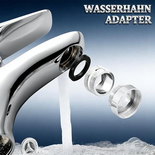 7 Pcs Faucet Adapter Kit with Black Washers, Universal Tap Adapter Kit — view 6