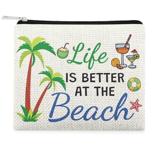 Beach Themed Coin Purse for Women Summer Beach Coin Wallet Pouch for Friend Girl Trip Vacation Gifts Friendship Gifts for Sister Daughter Travel Graduation Presents Birthday Christmas Wallet Purses