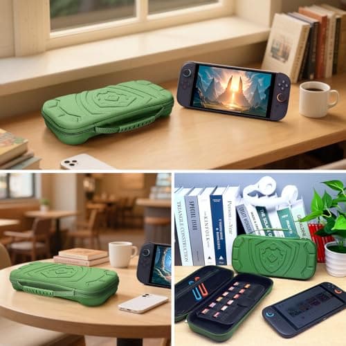 sisma Slim Carrying Case Compatible with Nintendo Switch 2 Console, Hard Shell Travel Protective Case Switch2 Thin Pouch Game Card Holders & Accessories Pocket -ArmyGreen Special Edition — view 3