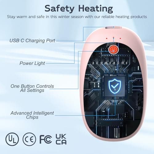 Mezeic Rechargeable Hand Warmers 2 Pack, 6000mAh Electric Hand Warmer Pocket Magnetic Heater Christmas Winter Warm Gifts for Outdoor Golf Hiking Camping, Gloves Fitting, Travel Essentials - Pink — view 6
