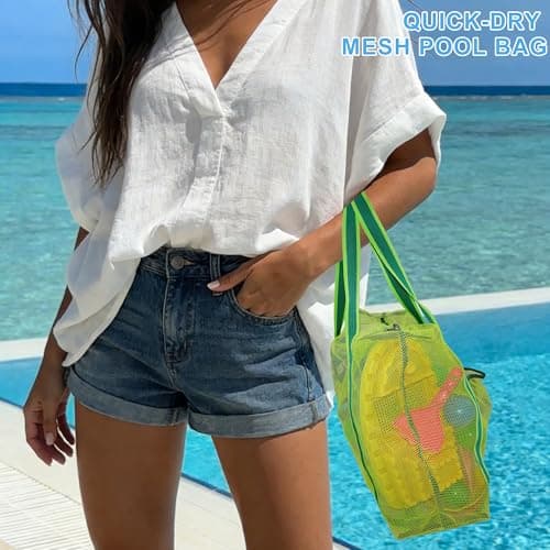 Leberna Mesh Beach Sand Toy Bags (Green) — view 2