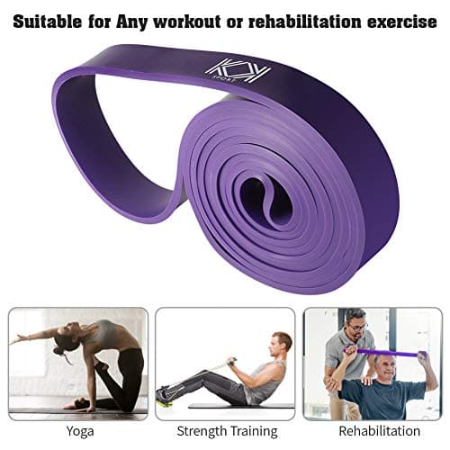 KK Resistance bands for men and women fitness workout exercise, flexibility and strength training. Pull up resistance exercise bands suitable for home, gym (Green and Purple) — view 5
