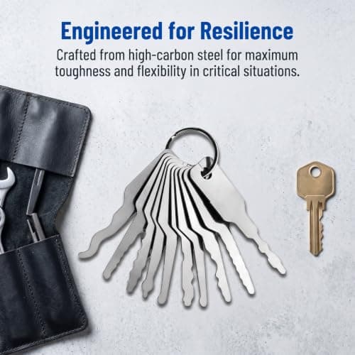 Universal 10-Piece Lock Picking Kit, Emergency Skeleton Keys for Any Lock Type, Versatile Lock Pick Set for Doors, Windows, Cars & Safe Boxes, Portable Keychain Tool, Quick Access in Urgent Situations — view 6