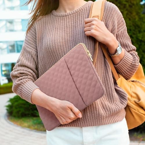 jooeer 13 Inch Laptop Sleeve Case for 13" MacBook Air/Pro M4 M3 M2 M1 13.3" Chromebook Notebook, Protective Waterproof Polyester Padded Computer Cover with Accessory Bag, Pink — view 6