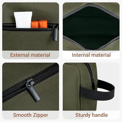 Elviros Lightweight Hanging Travel Toiletry Bag for Women Men, Army Green — view 4