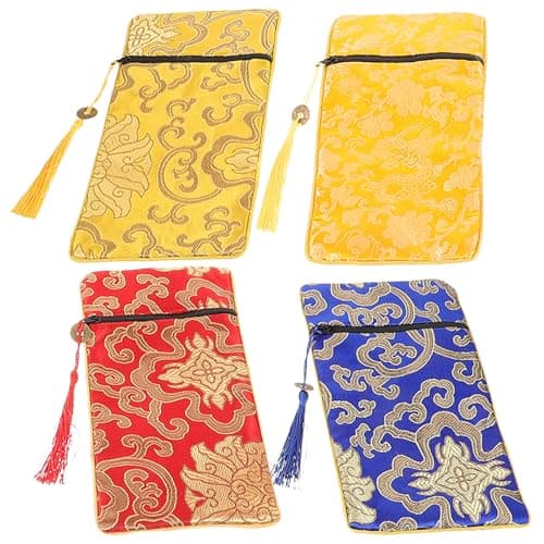4pcs Brocade Dragon Pattern Scripture Cloth Pouches