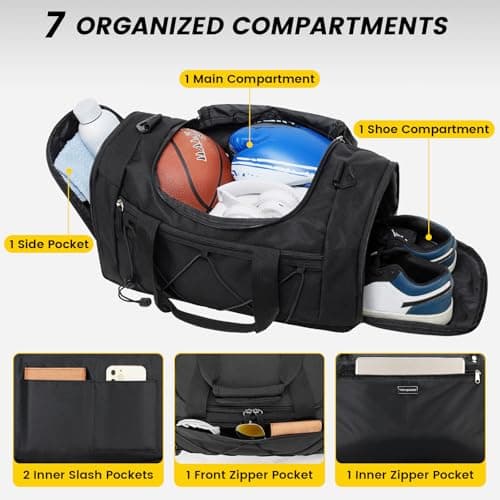 Vorspack 18 Inches Gym Bag for Men, Duffel Bag with Shoe Compartment — view 3