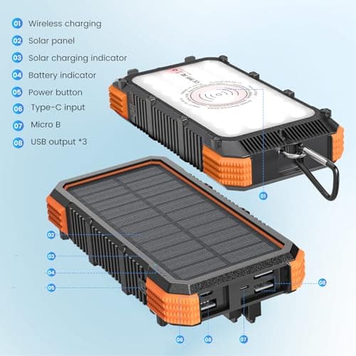 Solar Power Bank 20000mAh Wireless Charging Portable Charger — view 2