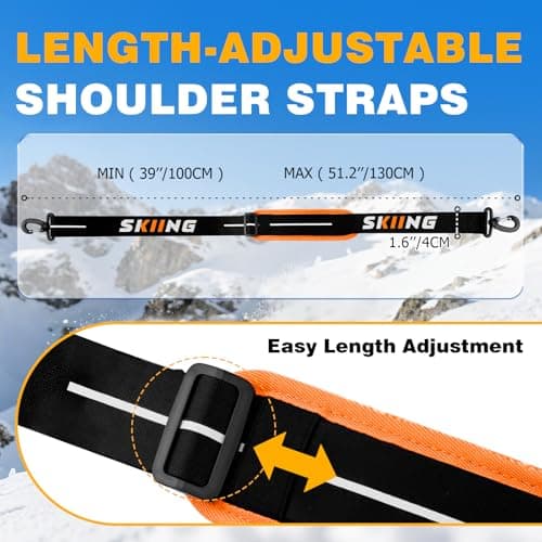JaunniQir Ski Carrier Strap with Padded Shoulder 1Pcs Ski & Pole Carrier — view 5