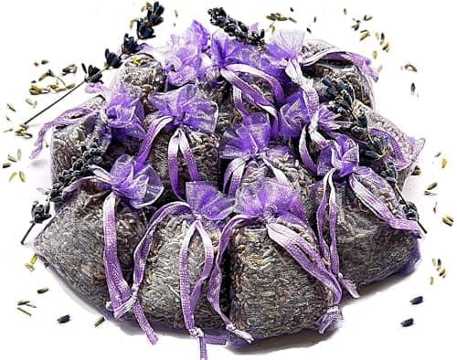 12 Hand Made Bags of Natural French Lavender, Vacuum Sealed, Moth Protection for Closet and Drawers, Highly Fresh Fragrant Lavender Lilac Bags, Natural Air Purifying Luggage Freshener