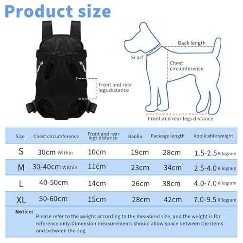 Dog Backpack Carrier, Legs Out Pet Carrier Backpack Pet Front Dog Backpacks Adjustable Breathable for Hiking Traveling for Small Medium Dogs Medium Travel Bag Black — view 2