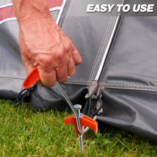 Tent Pegs Metal Heavy Duty, 12 Pack 8-Inch Hard Ground Screw in Tent Pegs — view 5