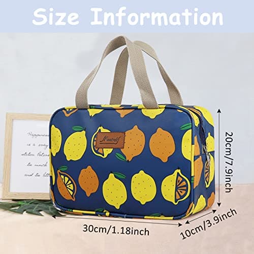 Toiletry Bag, Large Travel Hanging Make up Wash Bags, Portable Waterproof Cosmetic Bag, Light Blue White Bear Toiletry Kit, Bathroom Storage Case for Women Girls Ladies(Lemon) — view 2