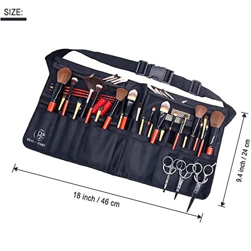 Beautybaby Artist Professional Makeup Brush Waist Bag Cosmetic Portable Multi Pockets Bag with Belt Strap Black, Black, 1 Count (Pack of 1) — view 4