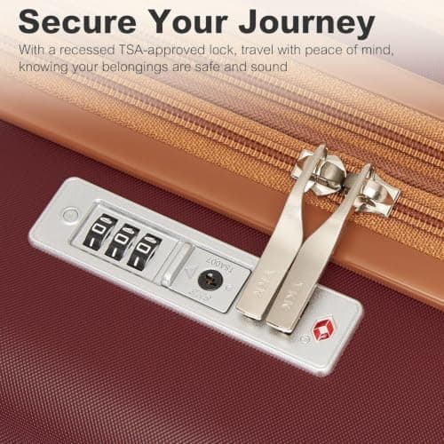 Kono 55x40x20cm Cabin Suitcase 20 Inch Carry On Luggage (Burgundy/Brown) — view 6