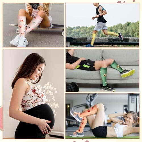 Compression Socks for Women & Men 6 Pairs 20-30 mmHg Travel Flight Socks — view 6