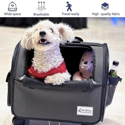Galatée Dog Travel Bag With Removable Rolling Wheels, Airline Approved Pet Carrier, Foldable Cat Bag With Breathable Mesh, Pet Stroller(Black) — view 2