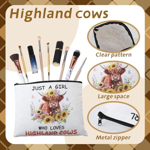 saerryor Highland Cow Gifts Set,Insulated Tumbler,Tote Bag,Makeup Bag,Socks — view 6
