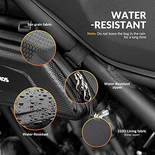 ROCKBROS Motorcycle Bag Frame Bag Motorcycle Water-Repellent Tool Bag 1.5L Black, Compatible with Most Motorcycles — view 3