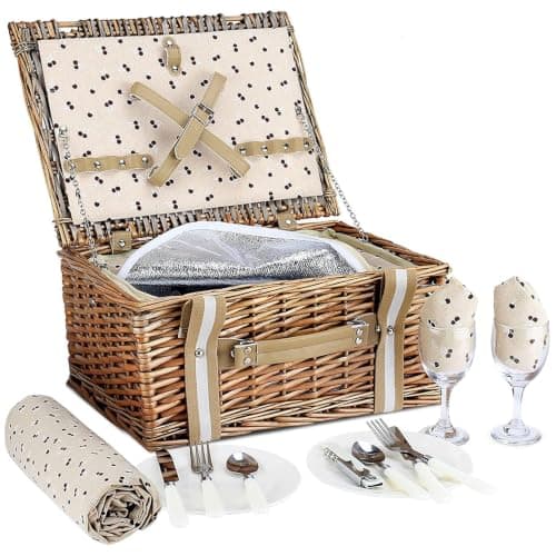 VIREO GARDEN Picnic Basket Set for 2 Person with Large Insulated Cooler Bag — view 4