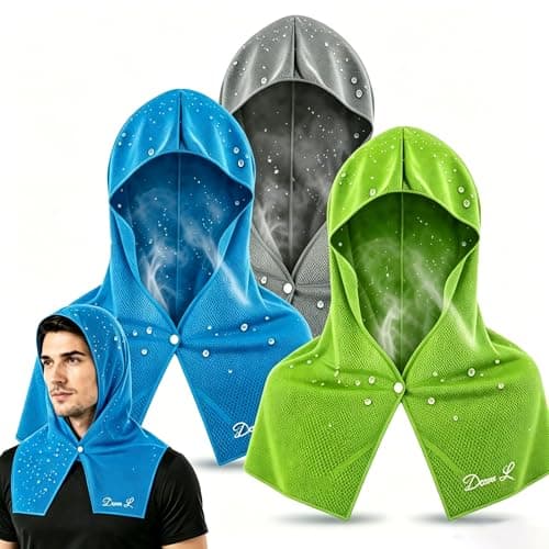 TODUNLAN 3 pcs Cooling Hoodie Towel - Instant Evaporative Chilly Head Towel, Hooded Cooling Towel for Hard Hat, Outdoor Work, Construction, Sports, Hiking, Camping, Migraine