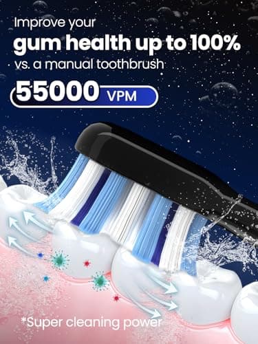 Marlincare Electric Sonic Toothbrush for Adults, 180 Days Life (Black) — view 4