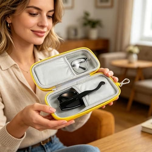 DXPETA 3-Piece Hard Shell Glasses Case with Eyeglass Repair Kit and Cleaning Cloth, Protective Sunglasses Case for Women and Men, Portable Travel Glasses Organizer for Daily Commuting — view 5
